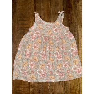 Rabbit + Bear Organic Cotton Floral Gauze Dress Sleeveless Pink Yellow Size 6